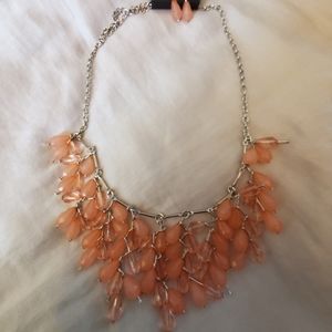 Paparazzi Coral & Silver Beaded Necklace With Matching Earrings NWT